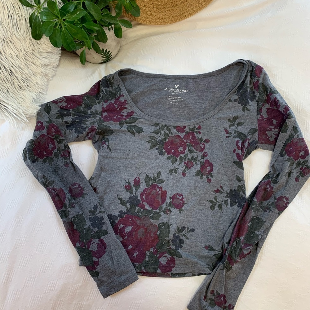 Cropped floral long sleeve
